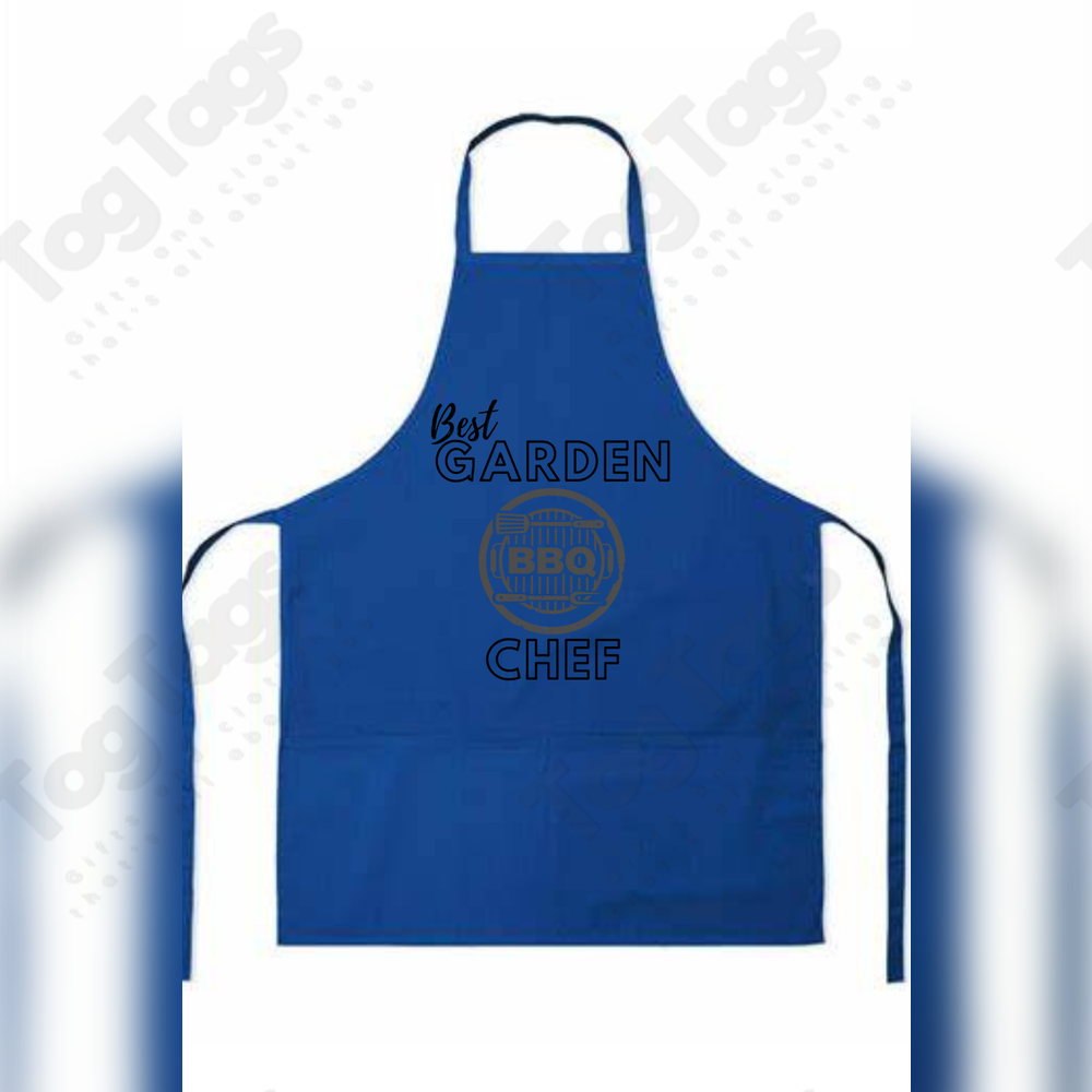 Blue Polycotton Apron with 3 pockets Large 70 x 90cm