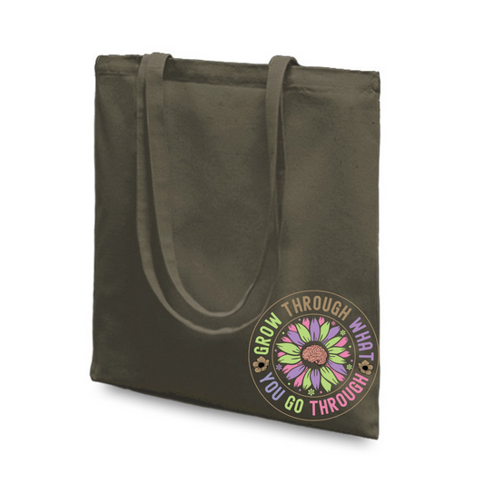 Khaki long handled canvas Tote bag long handled 36 x 39cm