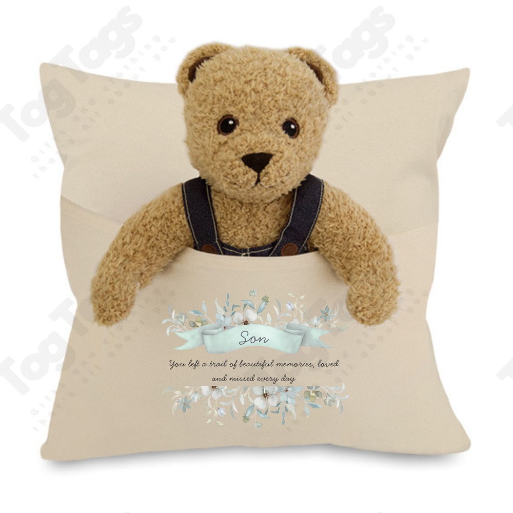 In Memory of... Canvas pocket cushion cover 45 x 45cm