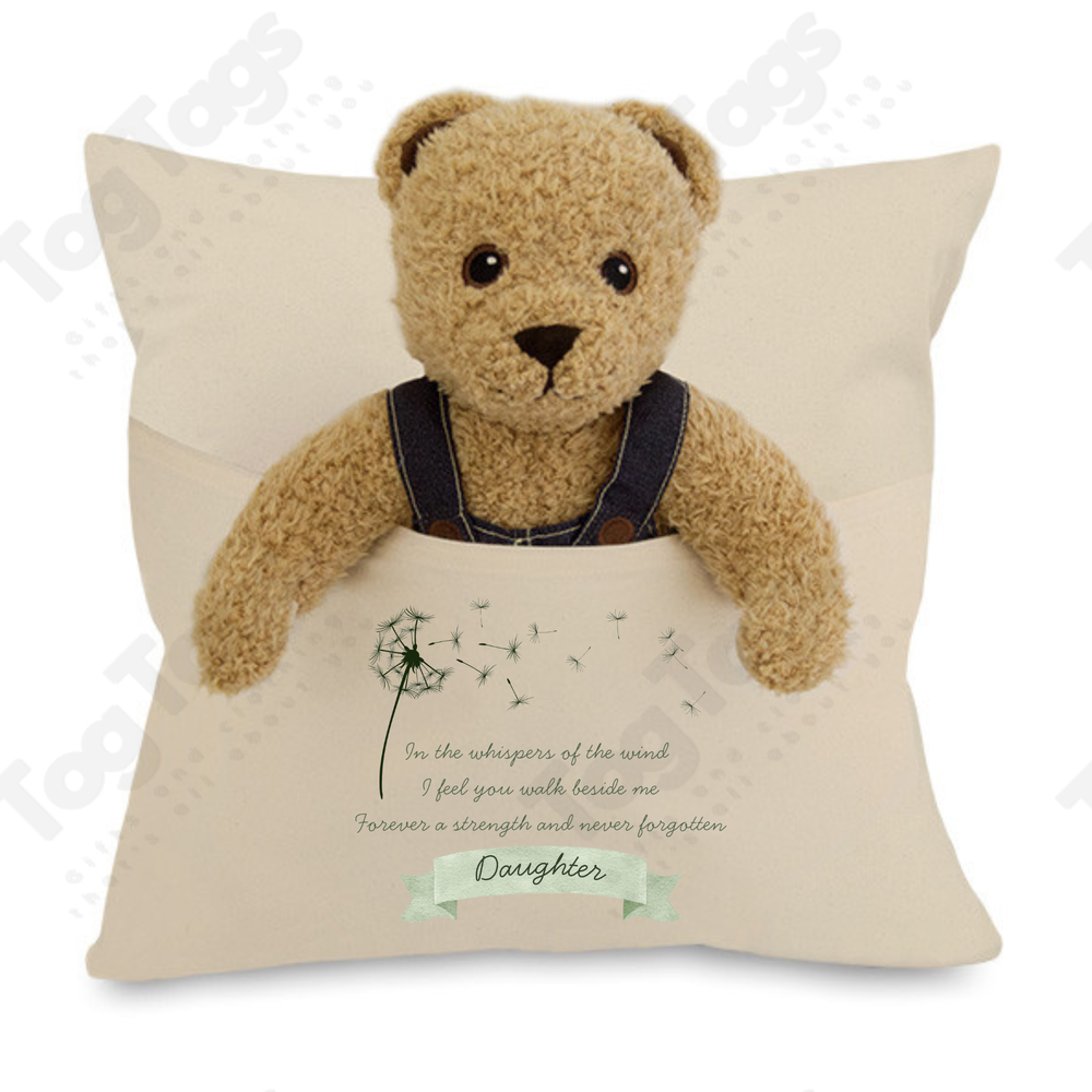 In Memory of... Canvas pocket cushion cover 45 x 45cm