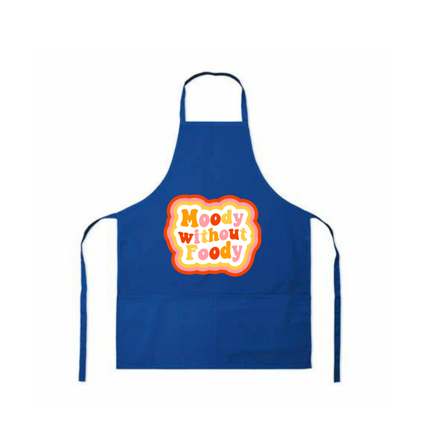 Blue Polycotton Apron with 3 pockets Large 70 x 90cm