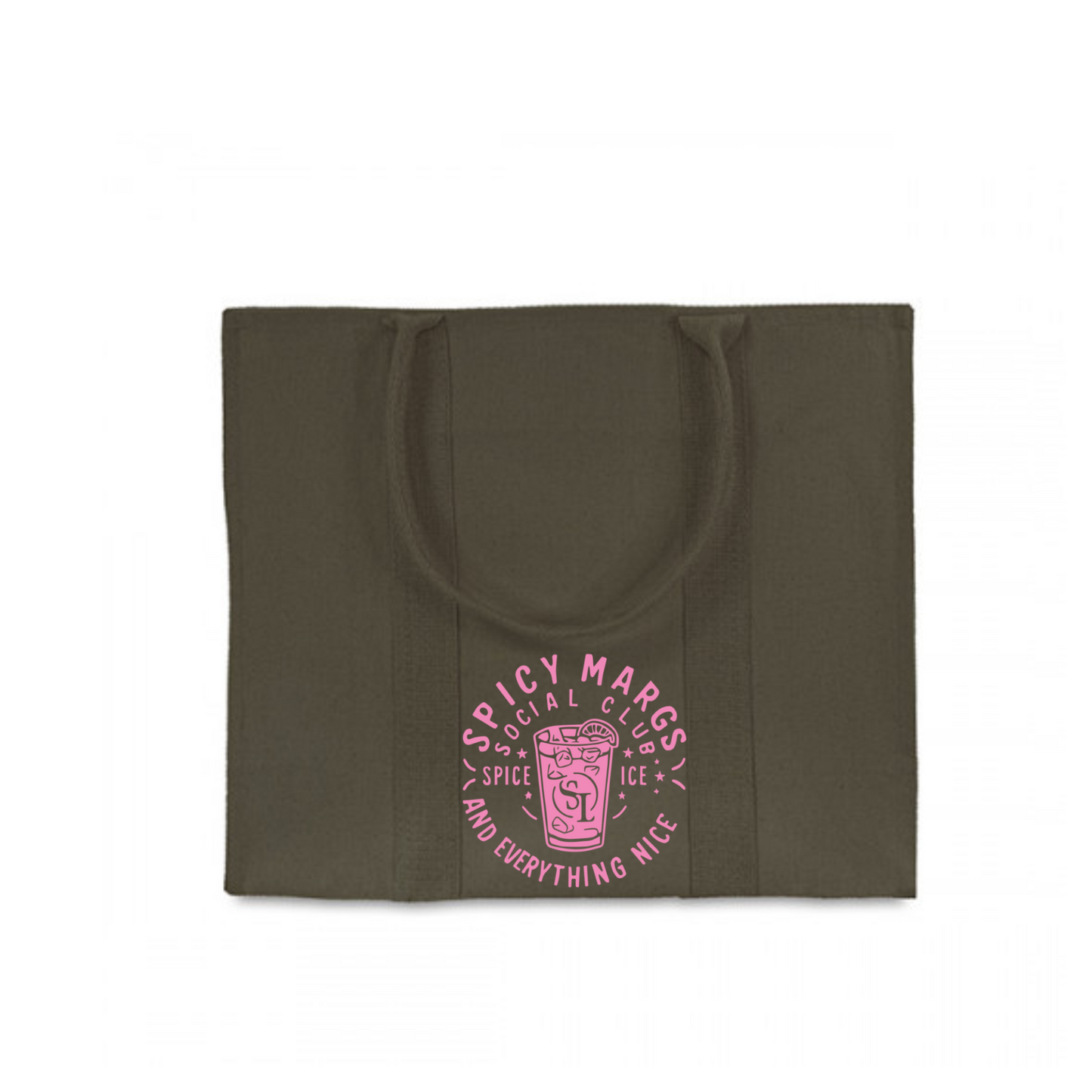 Khaki Green Canvas Tote Bag with zip