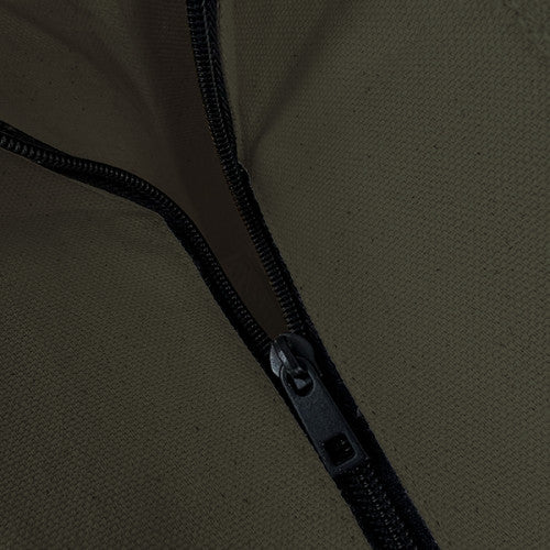 Khaki Green Canvas Tote Bag with zip