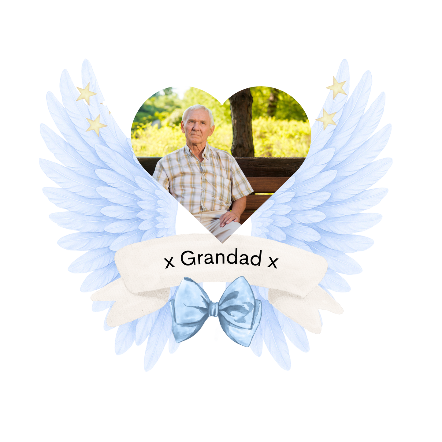 Solar lights In memory - Custom made with photo and wings