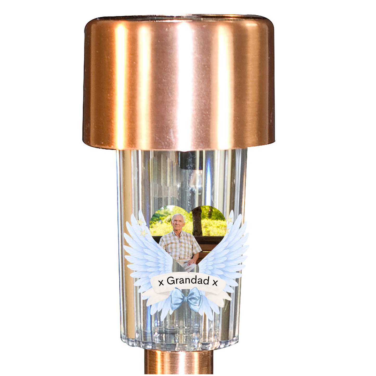 Solar lights In memory - Custom made with photo and wings