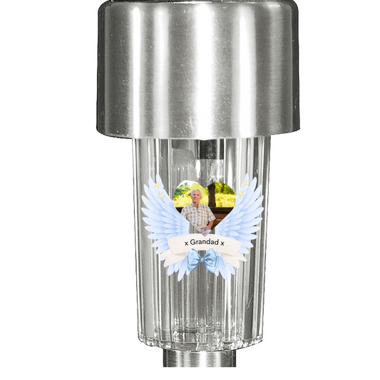 Solar lights In memory - Custom made with photo and wings