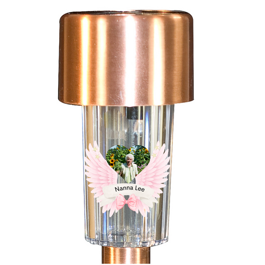Solar lights In memory - Custom made with photo and wings