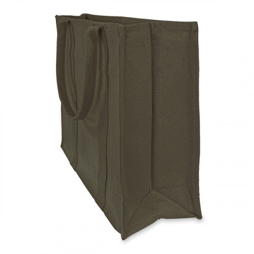 Khaki Green Canvas Tote Bag with zip