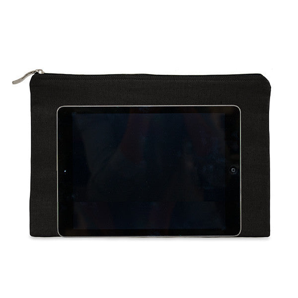 Black canvas tablet protector case 31 x 21cm